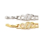 Rack Plating Brass Micro Pave Clear Cubic Zirconia Watch Band Clasps, Cadmium Free & Lead Free, Long-Lasting Plated