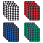 32Pcs 4 Colors Polyester Iron on Cloth Patches, Appliques, Rectangle with Tartan