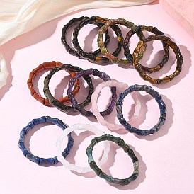 Бамбуковые браслеты из натуральных бусин с драгоценными камнями, эластичные, для женщин и мужчин.