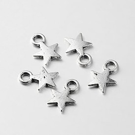 Tibetan Style Alloy Star Charms, 11x8x1mm, Hole: 2mm