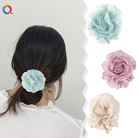 Chic Floral Hair Accessories: Peony Headband, Flower Scrunchies & Braided Rope for High-End Hairstyles