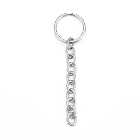 304 Stainless Steel Split Key Rings, Keychain Clasp Findings, with Chains