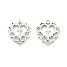 201 подвески из нержавеющей стали, полый, сердце с крестом