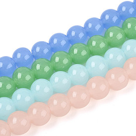 Стеклянные бусины, имитация нефрита , круглые