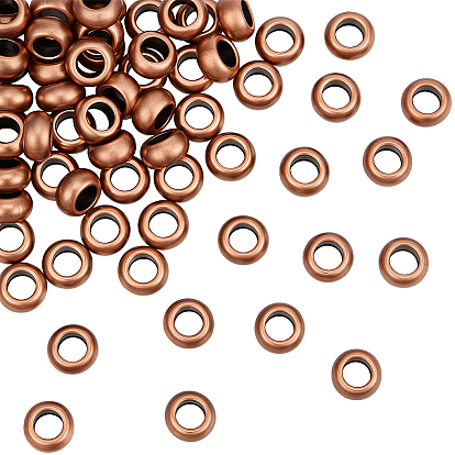 70 pcs perles européennes en alliage de style tibétain, sans cadmium et sans plomb, rondelle