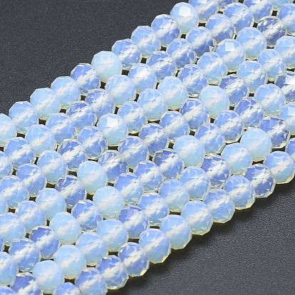 Perles opalite brins, facette, rondelle