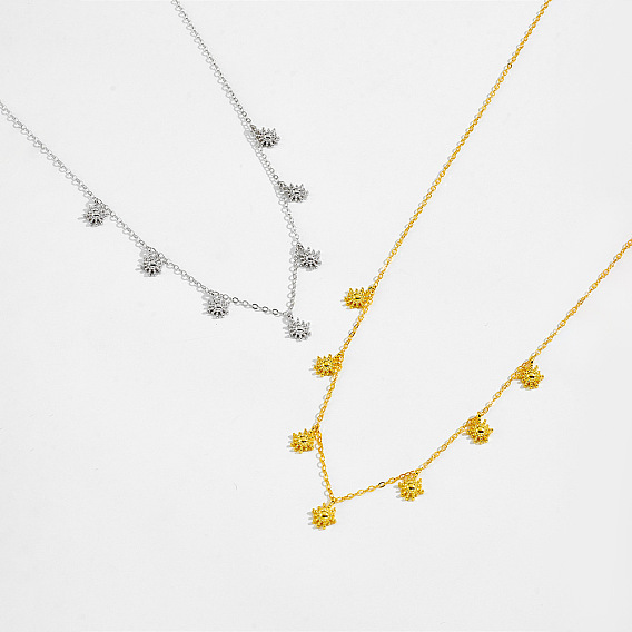 925 серебряные подвески-подсолнухи с цепочкой для женщин