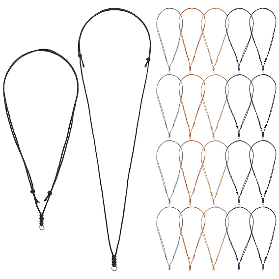 40 шт. 5 цвета регулируемые вощеные хлопковые шнуры для изготовления ожерелий, с 304 кольцами из нержавеющей стали, цвет нержавеющей стали