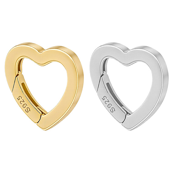 2 шт. 2 цвета 925 кольца-пружинки из стерлингового серебра, сердце