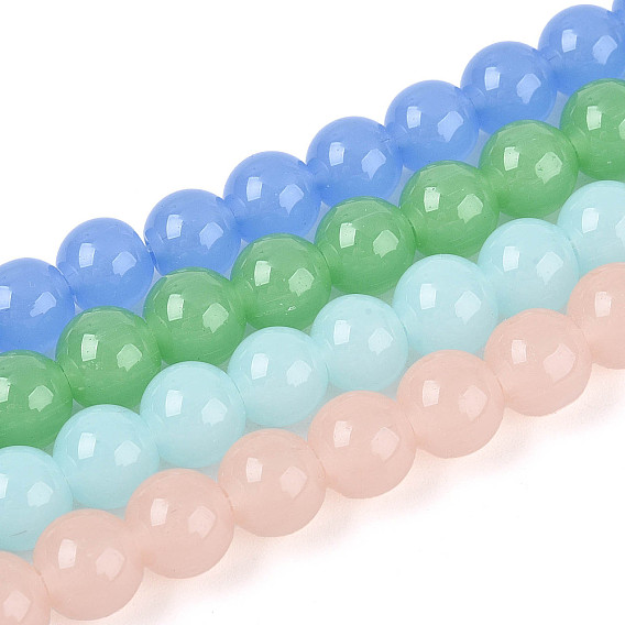 Стеклянные бусины, имитация нефрита , круглые