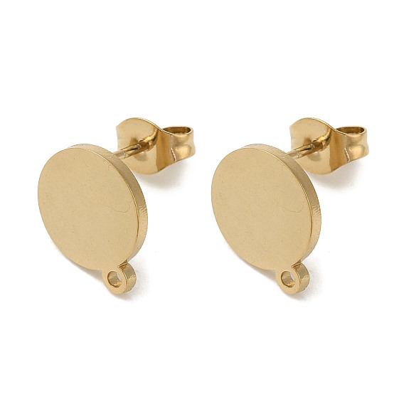 Ионное покрытие (ip) 304 детали серьги-гвоздики из нержавеющей стали, плоско-круглые