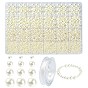 DIY Imitation Pearl Bracelet Making Kit, Including ABS Plastic Round Beads, Elastic Thread