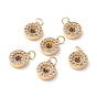 Brass Micro Pave Cubic Zirconia Charms, with Jump Ring, Long-Lasting Plated, Lead Free & Cadmium Free & Nickel Free, Flat Round