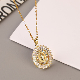 Colorful CZ Virgin Mary Pendant Necklace for Fashionable Believers