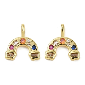 Латунные микро проложить кубического циркония подвески, без кадмия и без свинца, реальный 18 k позолоченный, радужные прелести