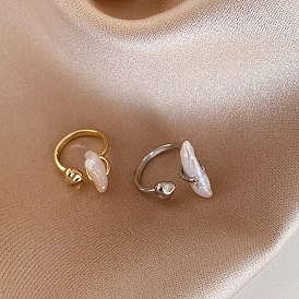 French Retro Freshwater Pearl Open Ring - Simple, Versatile, Elegant, Personality, Cold Wind.