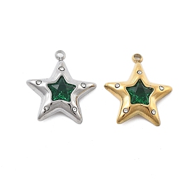 304 микро нержавеющей стали прокладывать Цирконом подвески, звезда, со стразами, ионное покрытие (ip)