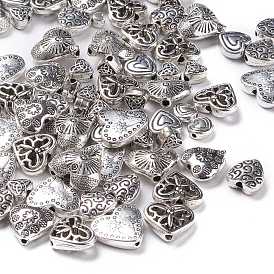 Tibetan Style Alloy Beads, Heart, Mixed Style, 4~30x4~30x3~10mm, Hole: 1~2mm