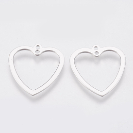 Brass 2-Loop Link Pendants, Heart, Nickel Free
