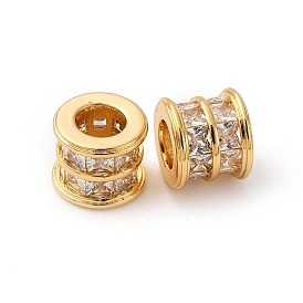 Латунь микропаве прозрачный кубический цирконий европейский бисер, бусины с большим отверстием, колонка, долговечный, без никеля 