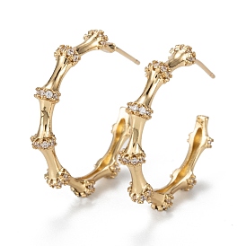 Half Hoop Sparkling Cubic Zirconia Stud Earrings for Girl Women, Lead Free & Nickel Free & Cadmium Free, Brass Micro Pave Cubic Zirconia Earrings