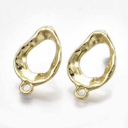 Alloy Stud Earring Findings, with Steel Pins, with Loop, Oval