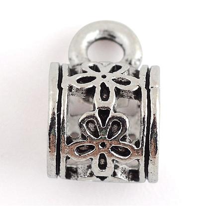 Tibetan Style Alloy Tube Bails, Loop Bails, Cadmium Free & Lead Free