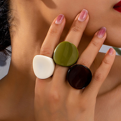 3шт. кольца из смолы, плоско-круглые