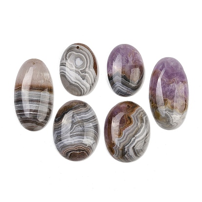 Подвески из натурального аметиста и кружевного агата, овальные амулеты