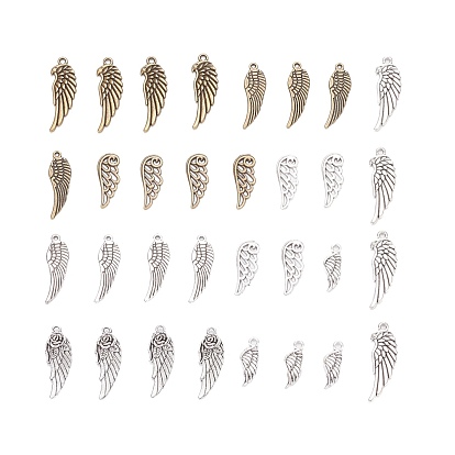 32Pcs 8 Style Tibetan Style Pendants, Wing