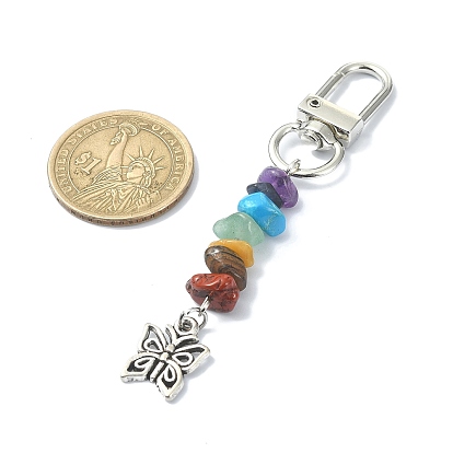 Natural & Synthetic Chip Bead with Tibetan Style Alloy Charms Pendants Decorations