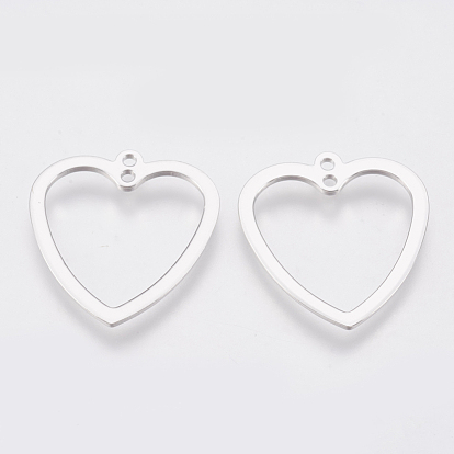 Brass 2-Loop Link Pendants, Heart, Nickel Free