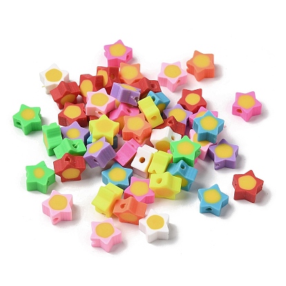 Бусины из полимерной глины , звезда с желтым кругом