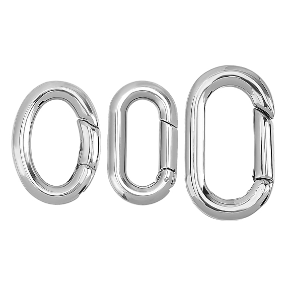 3Pcs 3 Styles 304 Stainless Steel Spring Gate Rings, Oval