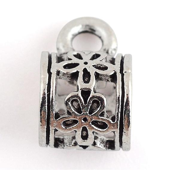 Tibetan Style Alloy Tube Bails, Loop Bails, Cadmium Free & Lead Free
