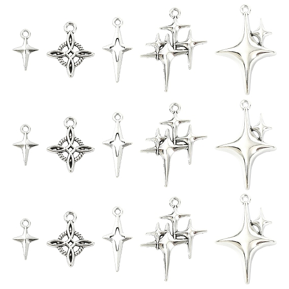 100 шт. 5 стили полые подвески из сплава в тибетском стиле, звезда