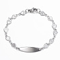 304 Edelstahl-ID Armbänder, mit Karabiner verschlüsse, Herz