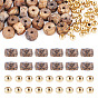 50Pcs Natural Picture Jasper Beads, Faceted, Rondelle, with 50Pcs Golden Tone Brass Solid Round Beads