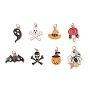 8шт хэллоуин подвески из сплава эмали, с открытыми пружинными кольцами из нержавеющей стали 304, разнообразные