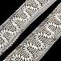 Polyester Wave Lace Trims, with ABS Imitation Pearl Beads and Glass