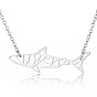 201 Stainless Steel Origami Shark Pendant Necklace for Women