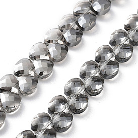 Electroplate Triangle Glass Beads Strands, Faceted, Pear Lurster Plated