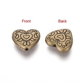 Tibetan Style Alloy Beads, Cadmium Free & Lead Free, Heart