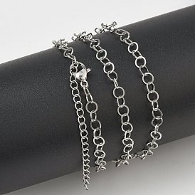 4мм 201 ожерелья из нержавеющей стали с цепочкой роло, без потускнения
