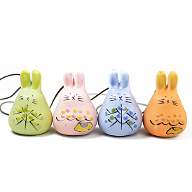 Porcelain Bunny Wind Chimes, with Nylon Thread and Bell