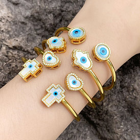 Bracelet turquoise mauvais œil au design géométrique - accessoire unique et élégant
