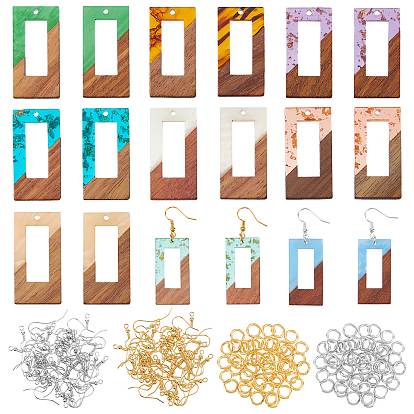 Наборы для изготовления сережек diy, в том числе подвески из смолы и ореха, медные крючки и кольца для сережек, прямоугольные