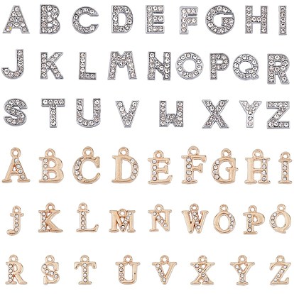 Strass-Anhänger und Schiebeanhänger aus Legierung, Alphabet, Buchstabe a ~ z