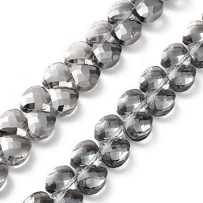 Electroplate Triangle Glass Beads Strands, Faceted, Pear Lurster Plated