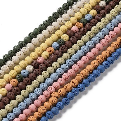 Synthetic Lava Rock Dyed Beads Strands, Round